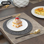 50 Pcs Black Charger Plates Bulk, 13" Round Dinner Charger Plates, Decorative Plastic Embossed Table Chargers for Wedding Holiday Party Baby Shower Event Decoration (Black)