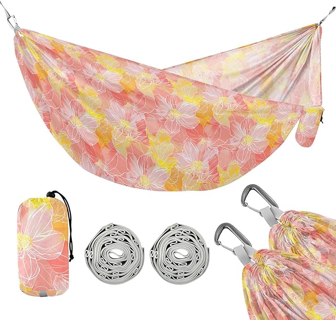 Abstract Bright Flowers Hammocks Cloth Hammock for Camping Travel Accessories