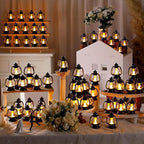 Ferraycle 72 Pcs Mini Lantern Decor 4 Inch Western Lantern Table Centerpiece Small Vintage Camping Hanging Lamp Ornaments Bulk for Cowboy Cowgirl Wedding Halloween Christmas (4 Inch,Black)