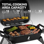 Royal Gourmet GT2006 Portable Tabletop Gas Grill, 12,000 BTU Output for Outdoor Camping, Foldable Legs, Piezo Ignition, Built-in Thermometer, for Tailgates and Camping Trips, Dark Gray