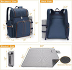 Picnic Backpack for 4,Picnic Basket Set,Leakproof Picnic Bag,Beach Cooler Backpack with Insulated Cooler Wine Pouch,Picnic Blanket, Double Deck Picnic Backpack for Beach,Camping,Park(Navy Blue)