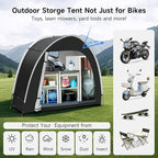 Bike Storage Tent for Outdoor, 2-3 Bike Capacity with Extra Top Space, PU5000 Waterproof 210D Oxford Fabric with Taped Seams, Portable Floor Storage Shed for Bicycle, Motorcycle & Garden Tools, etc