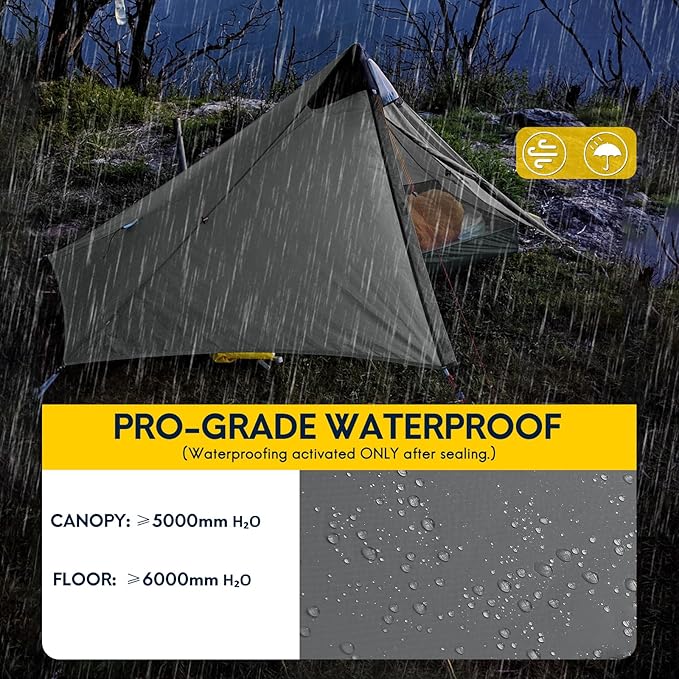LANSHAN Ultralight Tent 3-Season Backpacking Tent for 1-Person or 2-Person Camping, Trekking, Kayaking, Climbing, Hiking