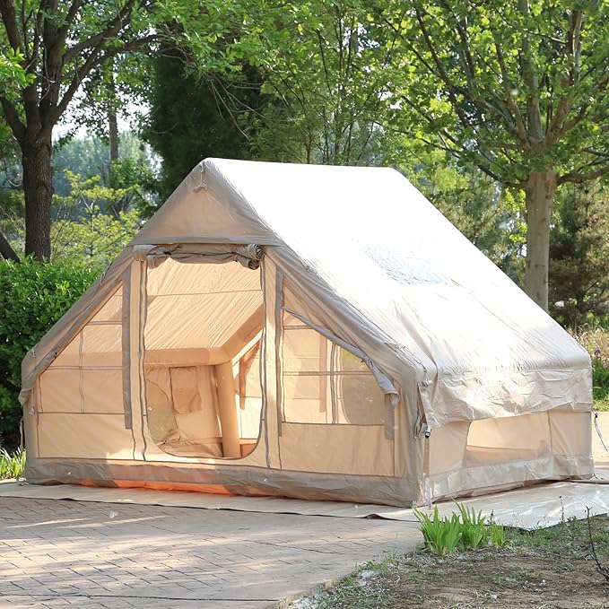 Inflatable Tent for Camping,4/6 Person Blow Up Air Glamping Room Tent House with Stove