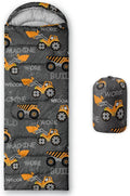 Datura home Kids Sleeping Bag for Boys,Work Machine Truck Excavator-Lightweight Warm Outdoor Indoor-Waterproof Cold Weather Resistant Sleeping Bag for Camping Hiking(Excavator 32"*90")