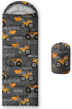 Datura home Kids Sleeping Bag for Boys,Work Machine Truck Excavator-Lightweight Warm Outdoor Indoor-Waterproof Cold Weather Resistant Sleeping Bag for Camping Hiking(Excavator 32"*90")