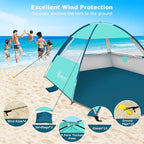 COMMOUDS Beach Tent Sun Shade for 3/4/6/8 Person, UPF 50+ Beach Sun Shelter Canopy Tent, Lightweight, Easy Set Up and Carry