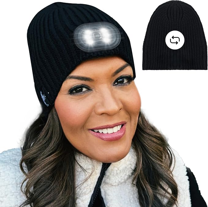 HEAD LIGHTZ® Rechargeable LED Beanie Hat – Hands-Free Lighted Cap for Running, Walking & Camping – As Seen on Oprah’s Favorite Things – Machine Washable, Unisex