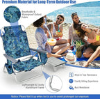 Tangkula 2 Pack with Table Beach Chairs, 5-Position Adjustable, Lightweight Folding, Navy