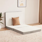 Kingfun Foldable Mattress 4 Inch Folding Mattress Tri-fold Gel Memory Foam Breathable with Storage Bag, Portable Floor Guest Bed Soft for Sleeping Camping, Gray, Queen Size