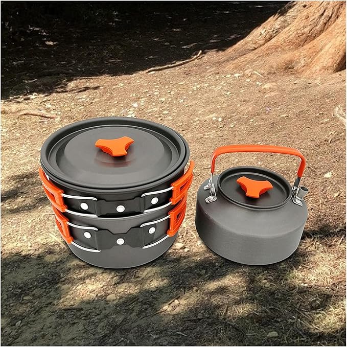 Portable Camping Cookware Set Outdoor Cooking Equipment Tableware Kit Kitchen Utensils Hiking Picnic Self-Driving Supplies Popular