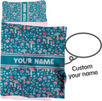 Personalized Toddler Nap Mat for Preschool, Custom Name Kids Sleeping Bag for Daycare, Kindergarten Roll Up Sleeping Mat with Removable Pillow and Soft Blanket, Fun Themes for Boys & Girls