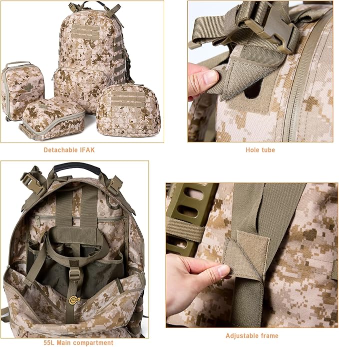 MT Military MOLLE 2 Medium Rucksack, Army Tactical Large Backpack, 3 Days Assault Pack