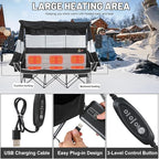 Nice C Heated 3 Person Camping Chair with Canopy, Heated Double Camping Chairs with Battery, Portable Oversized Padded Sports Umbrella Chair with Shade, Cup Holder, Cooler Bag, for Lawn Outdoors