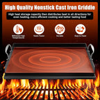 Cast Iron Griddle for Gas Grill, Stove Top Griddle, Nonstick Griddle top for Outdoor Gas & Charcoal Grills, 25" x16" Nonstick FlatTop Insert Cooking Pan for Weber Charbroil Dynaglo Grill