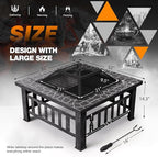Devoko Outdoor Fire Pit, 32 Inch Firepit Table Metal Outdoor Fireplaces with Waterproof Cover for Outside Patio Camping (Silver)