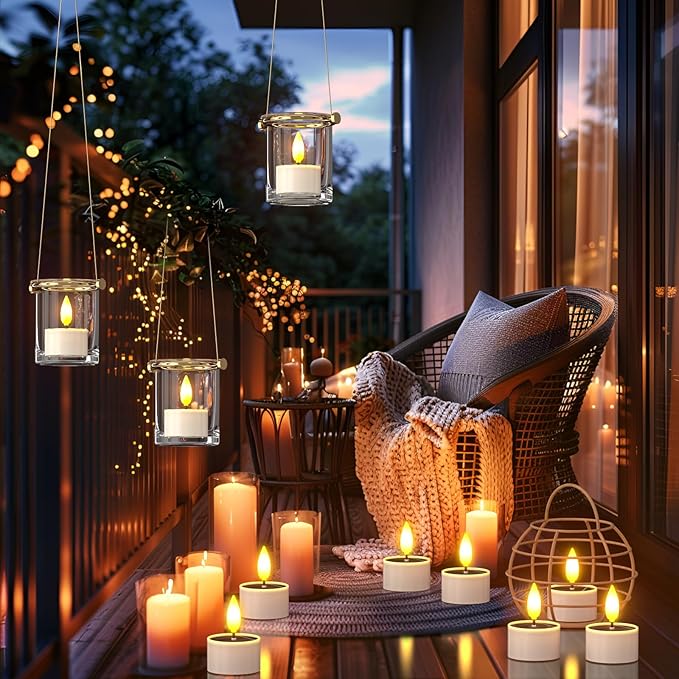 PChero 6 Pack Solar Tea Lights Outdoor Waterproof, Small Solar Lights with Dusk to Dawn Sensor, LED Tealight Candles for Lantern Garden Camping Outside Patio Home Decor,1.5" x 2.1"