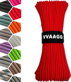 VVAAGG 1000 Paracord Rope, 50ft 12 Strand Parachute Cord for Crafting, DIY Projects, Survival Bracelets, Camping, Tent, Clothsline, Outdoor Hiking, Fishing (Red, 50FT)