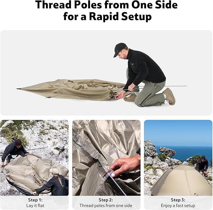 Naturehike Jiling 1/2 Person Backpacking Tent 4 Season Lightweight Tent for Hiking & Bikepacking Easy Setup 3000mm Waterproof Ultralight CampingTents for Outdoor Cycling