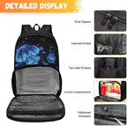 17in Laptop Backpack with Insulated Cooler Lunch Compartment, Extra Large Travel Business Work Computer Backpacks Purse College Bag, Casual Hiking Meal Backpack, Blue Jellyfish Flower