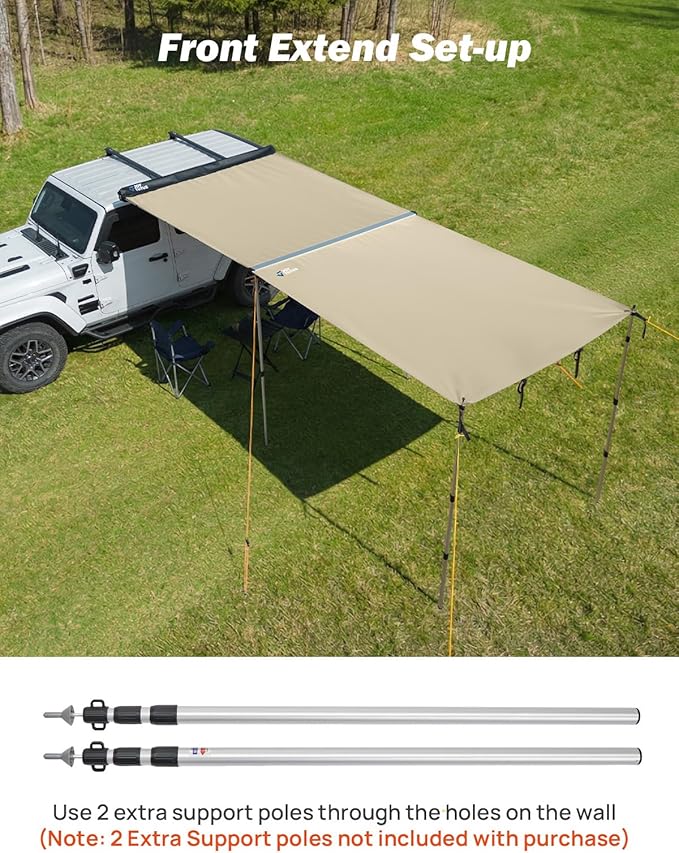 JOYTUTUS Awning Wall Universal Multi-Side for 8.2FT x 8.5FT, Waterproof Ripstop UV-Resistant Extension for Privacy & Sun Shade