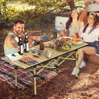 Folding Camping Table, Portable Lightweight Carbon Steel Roll-up Picnic Table BBQ Desk with Carry Bag Heavy Duty for Outdoor Beach Camping Picnic Backyard Party Patio BBQ Fishing