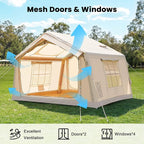 Inflatable Tents for Camping, Blow Up Tent with Hand Pump, Easy Setup Inflatable Hot Tent with Stove Jack, Waterproof Oxford Air Glamping Tents for Camping Adult 4 Person Upgrade Version