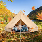 VEVOR Canvas Tent Bell, Yurt 4 Seasons for Camping with Stove Jack, Breathable Holds up to 4 People, Family Camping Outdoor Hunting Party