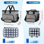Portable Soft Cooler Bag - 24/60 Can Insulated Camping Cooler, Leakproof Collapsible Soft Sided Cooler for Drink, Suitable for Picnic, Beach, Outdoor, Lunch, Work, Ice Chest