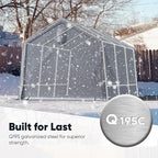 Quictent 10x15FT Carport Shelter Large Storage Shed with Roll-Up Mesh Windows, Heavy Duty Portable Garage for Small Car, Boat, RV Gear Waterproof Storage Tent with Reinforced Frame, Sliver Gray