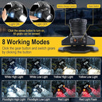 BORUIT LED Rechargeable Headlamp with Red Light,Super Bright Motion Sensor Head Lamp with 8 Modes,IPX4 Waterproof Headlamps Headlight for Outdoor Camping Hiking Fishing Hunting Running