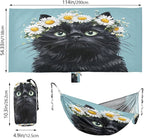 Cute Cat White Daisies Camping Hammock Single Portable Hammocks 330 lbs Capacity with 2 Tree Straps and Attached Carry Bag,Perfect for Outdoor,Indoor,Beach,Camping,Travel