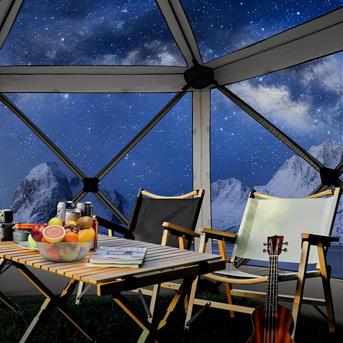 COBIZI 12x12FT Pop Up Gazebo Screen Tent Screen House for Camping, Camping Outdoor Screened Gazebo with Sidewalls, Portable Hub Tent Instant Screened Canopy with Carrying Bag and Ground Stakes, Gray