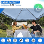 KAMPKEEPER 10x10 Pop-Up Canopy Tent, Waterproof, Portable Shade with Side Walls, Adjustable Instant Outdoor Shelter for Camping, Backyard, and Events, Blue