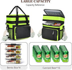 LOKASS Lunch Box for Women/Men-16L-Insulated Lunch Bag, Expandable Double-layer Leakproof Cooler Bag with Upgrade Adjustable Shoulder Strap Ideal for Work/Travel/Picnics（Neon Green）