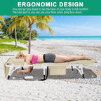 LILYPELLE 3in1 Sun Tanning Chair with Mattress, Heavy Duty Lounger Chairs with Face Arm Hole, Removable Pillow, Outside Chaise Lounge Chair for Sunbathing, Patio, Poolside, Lawn, Beach