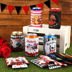 Kentucky Horse Derby Can Cooler Sleeves, 18-Pack Neoprene Derby Beverage Coolers Derby Party Supplies with 9 Unique Designs for Beverage Insulation Cup Decorations