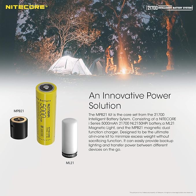 Nitecore MPB21 Mini Rechargeable Lantern Flashlight Bundle with 5000mAh Battery Charger and LumenTac Micro USB Cable