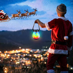iBaycon 2 Pack Solar Lanterns Lights, Christmas Flickering Flame Garden Lights with 2 Modes Dual Charging USB & Solar, Outdoor Waterproof Hanging Lantern for Holiday Christmas Decor (Multicolor)