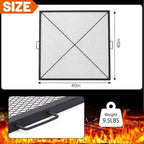 40 Inch Square Fire Pit Grill Grate with Handles, Heavy Duty Campfire Cooking Grate for Fire Pit, Steel BBQ Grill Grid for Outdoor, Camping