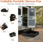 Portable Shower Pan 41"x41"x10" Large Outdoor Shower Tray Foldable Shower Base & Basin Floor for Camping RV Beach Pool Deck Pet Bathing Outdoor Indoor Shower Stall Enclosures