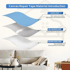 KING MOUNTAIN Canvas Repair Patch 16×60 Inch Self-Adhesive Waterproof Fabric Patch for Sofas, Tents, Furniture,Tote Bags, Car Seats (Blue)