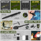 Survival Kit, 268 Pcs Emergency Survival Gear and Equipment Supplies with First Aid Kit, Camping Axe, Headlamp, Crossbody Bag for Camping Hiking, Hunting, Gift for Christmas Men, Dads, Black