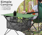 Lightweight Camping Table - Portable Folding Beach Side Table w/2 Cup Holders & Large Storage Basket, Compact Fold for Tailgate Travel Outdoor Fishing Picnic | 29.2" W x 21.7" D (Green)