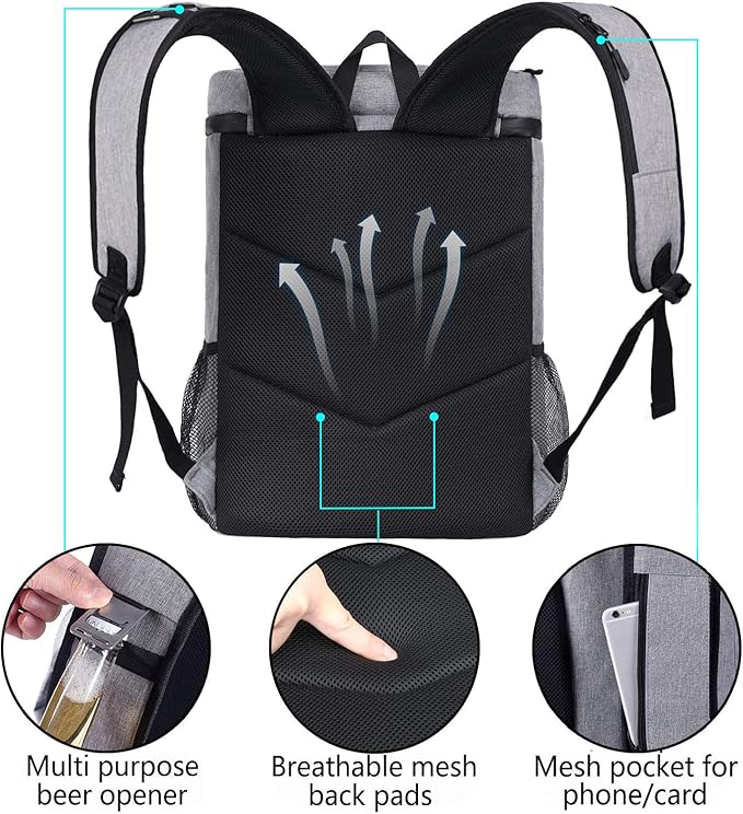 FORICH Soft Cooler Backpack Insulated Waterproof Backpack Cooler Bag Leak Proof Portable Small Cooler Backpacks to Work Lunch Travel Beach Camping Hiking Picnic Fishing Beer for Men Women