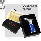 VEXO-Mini4 Torch Lighter Quad 4 Jet Flame Windproof Butane Refill Portable Lighter for Grill BBQ Candle Camping, Gift Idea (Butane NOT Included) (Blue)