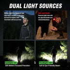 NEXTORCH eStar 1300 Lumens Headlamp Rechargeable, Running LED Headlight Extra Lightweight with Spot & Flood, Red Light, Waterproof Headband for Outdoor Camping Hiking Working, 3*AAA Batteries, Black