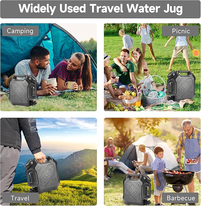 ASIEIT 3.2 Gallon Water Jug with Spigot, Portable Water Tank BPA Free, Leak-Proof Water Containers for Camping Water Storage Containers for Emergency Outdoor Hiking Picnic, Green/Black/Yellow