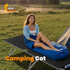 Oversized Camping Cot Foldable for Adults - Upgraded Version Easy-to-Assemble Sleeping Cots for Outdoor, Supports Campers up to 6.9ft or 450lbs, with Storage Bag, 82” L x 32” W (Black)