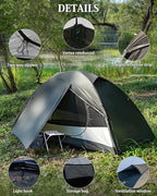 MC TOMOUNT Backpacking Tent 1-2 Person Waterproof Lightweight Double Layer Free-Standing Aluminum Pole for Outdoor Camping Hiking 4 Season